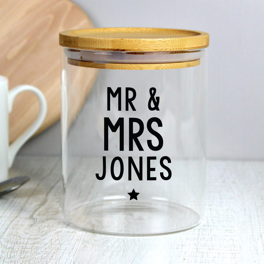 Personalised Memento Personalised Free Text Glass Jar with Bamboo Lid