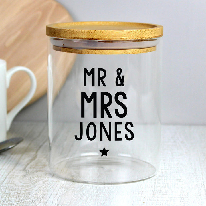 Personalised Memento Personalised Free Text Glass Jar with Bamboo Lid