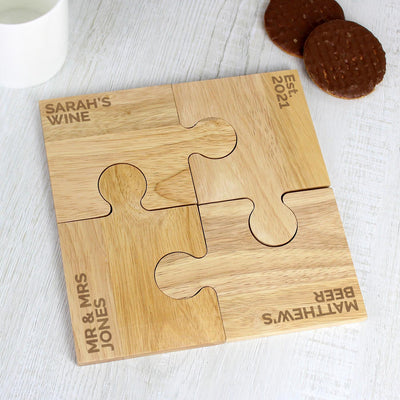 Personalised Memento Personalised Free Text Jigsaw Coasters