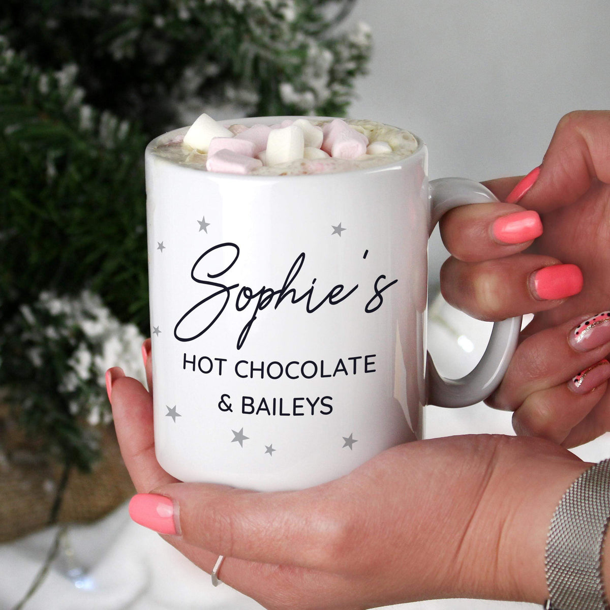 Personalised Memento Personalised Free Text Little Grey Stars Mug