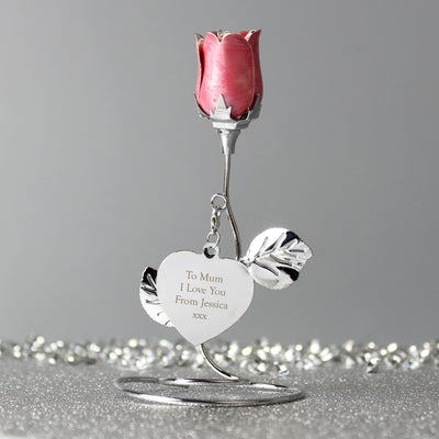 Personalised Memento Personalised Free Text Pink Rose Bud Ornament