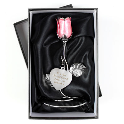 Personalised Memento Personalised Free Text Pink Rose Bud Ornament