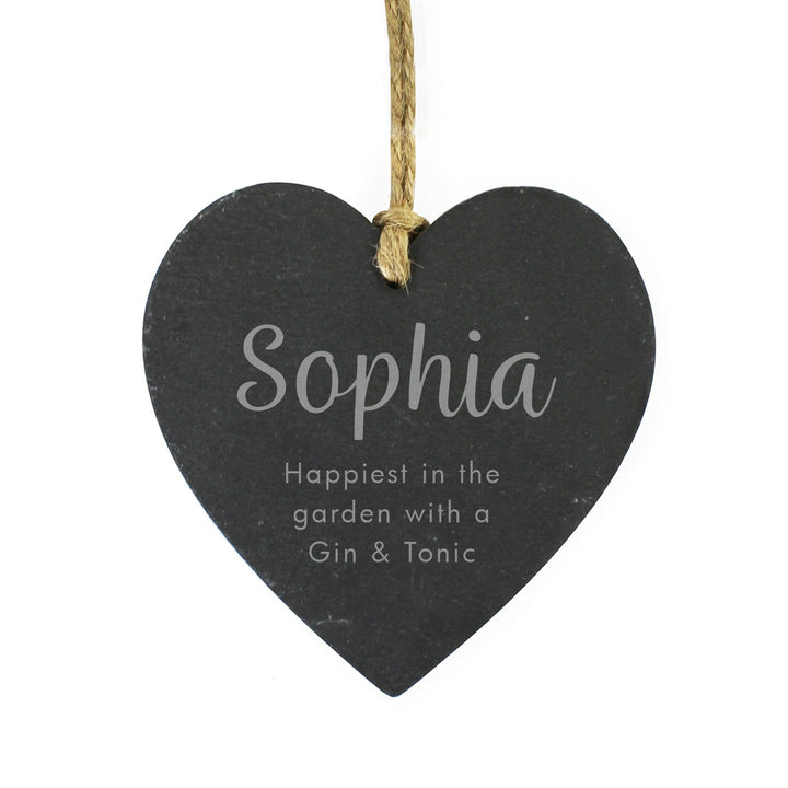 Personalised Memento Hanging Decorations &amp; Signs Personalised Free Text Slate Heart Decoration