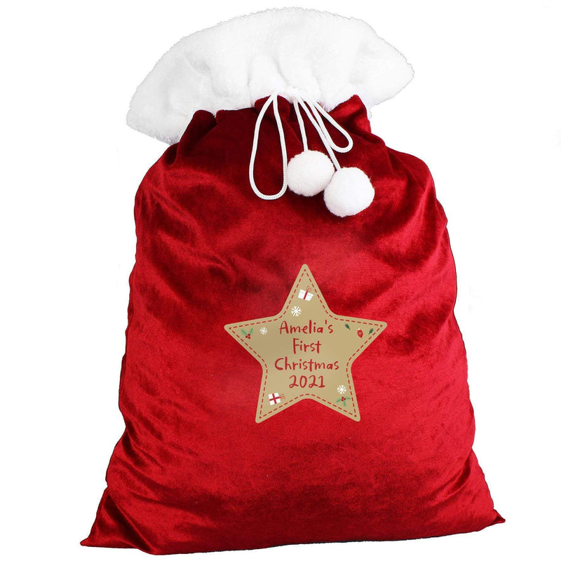 Personalised Memento Personalised Special Delivery Luxury Pom Pom Red Sack