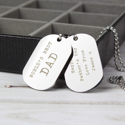 Personalised Memento Personalised Free Text Steel Double Dog Tag Necklace
