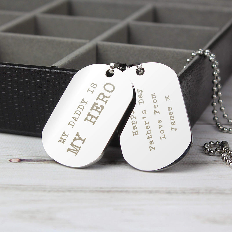 Personalised Memento Personalised Free Text Steel Double Dog Tag Necklace