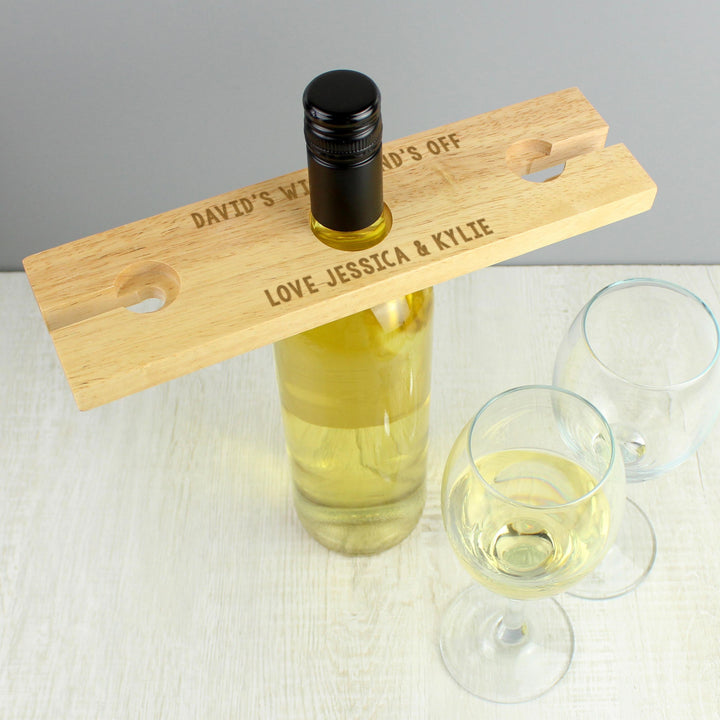 Personalised Memento Personalised Free Text Wine Glass &amp; Bottle Holder
