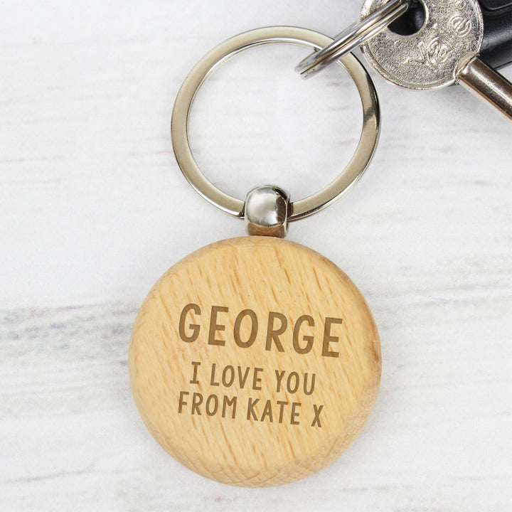 Personalised Memento Personalised Free Text Wooden Keyring