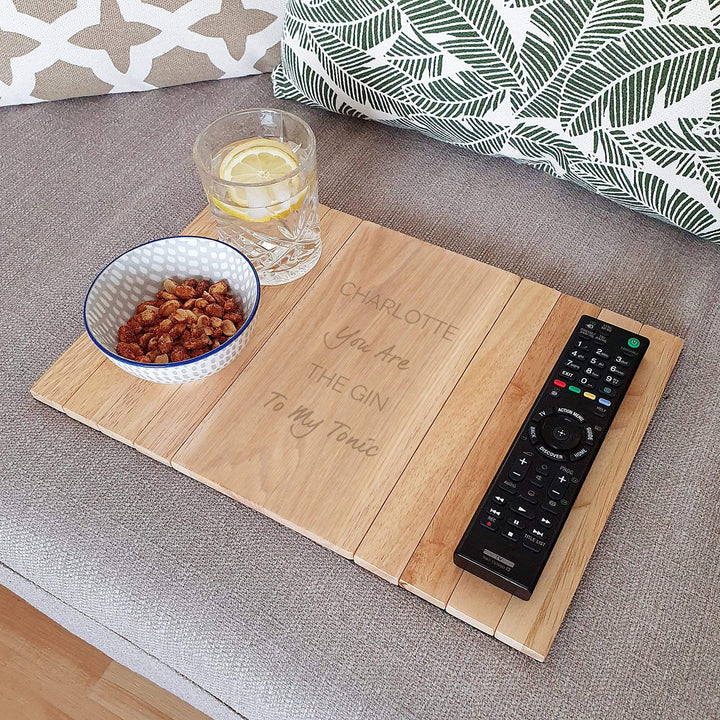 Personalised Memento Wooden Personalised Free Text Wooden Sofa Tray