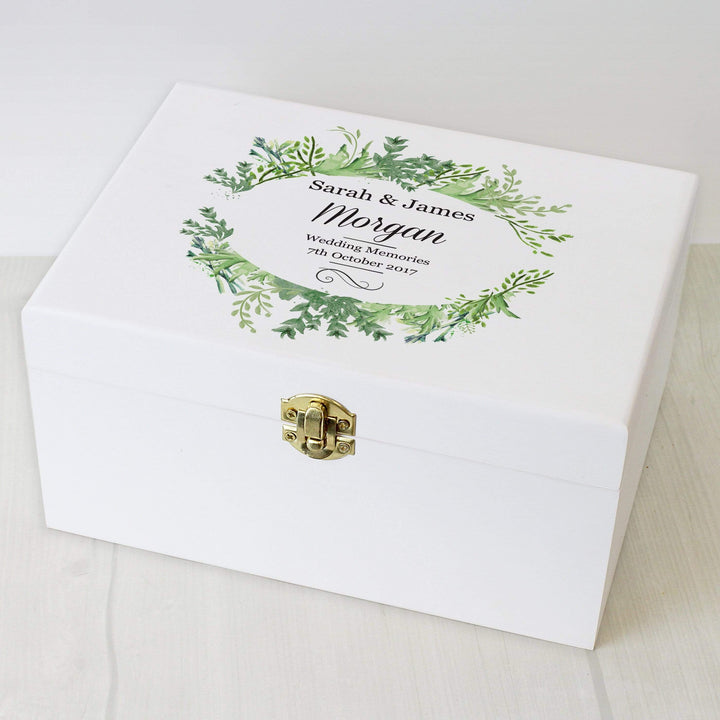 Personalised Memento Trinket, Jewellery &amp; Keepsake Boxes Personalised Fresh Botanical White Wooden Keepsake Box