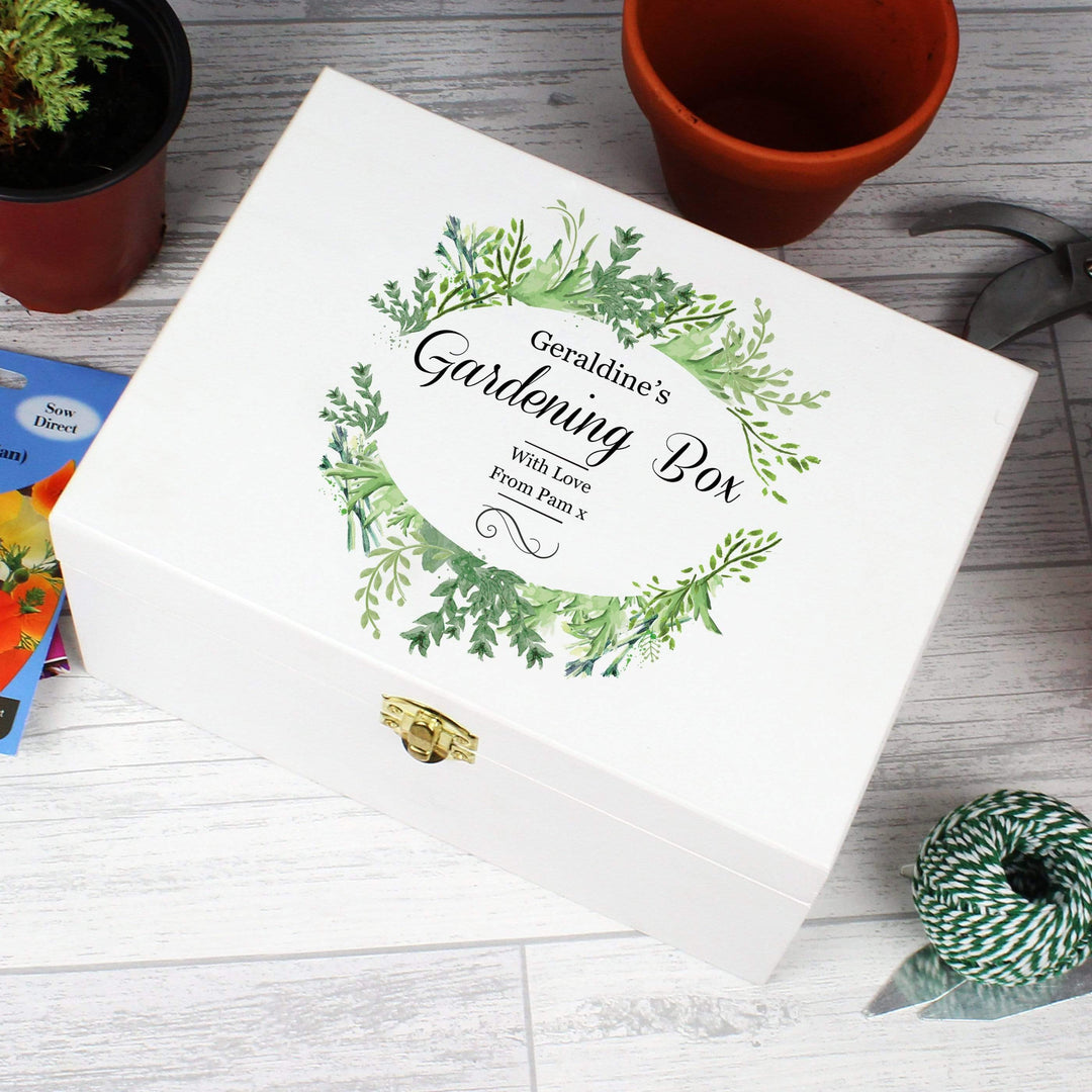Personalised Memento Trinket, Jewellery &amp; Keepsake Boxes Personalised Fresh Botanical White Wooden Keepsake Box