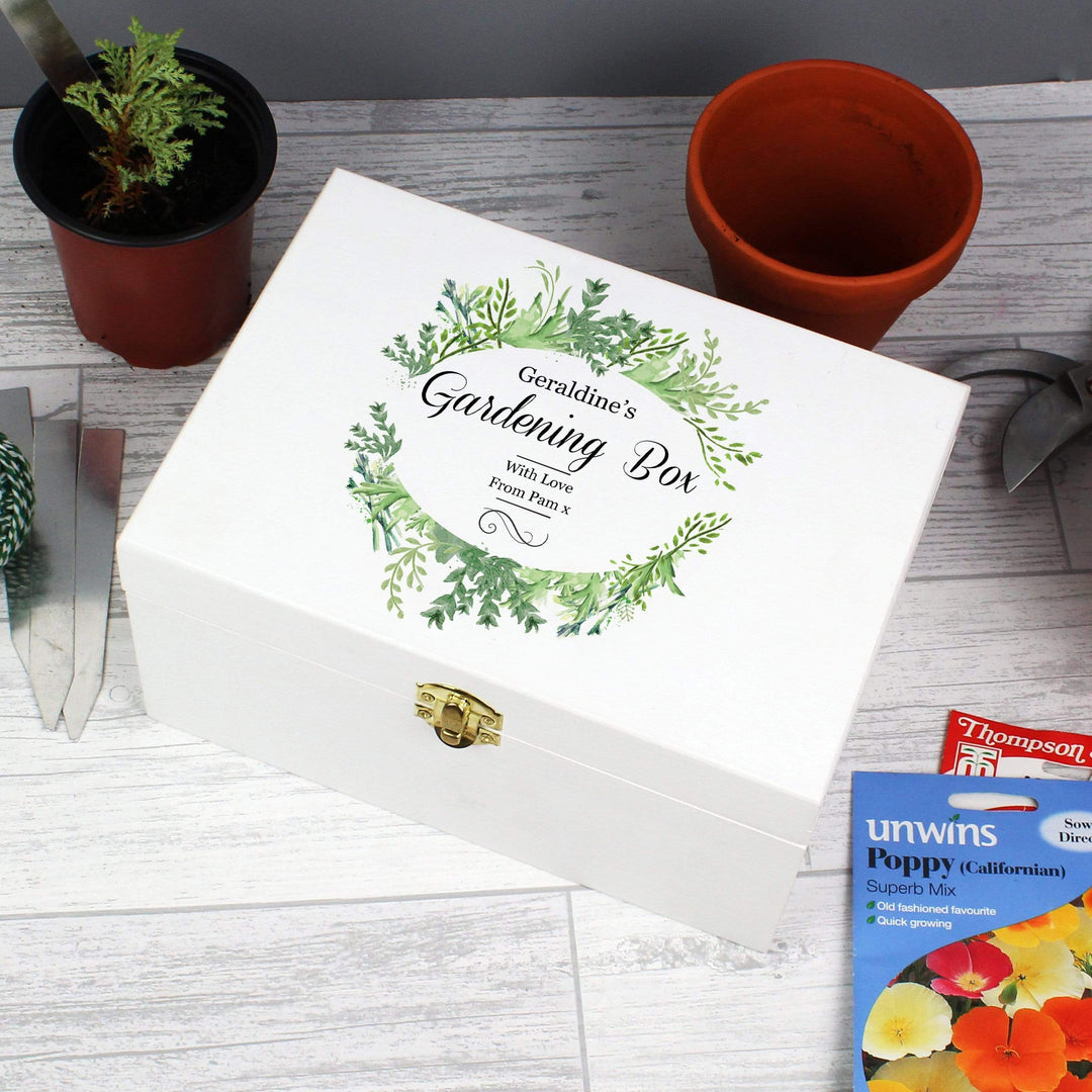 Personalised Memento Trinket, Jewellery &amp; Keepsake Boxes Personalised Fresh Botanical White Wooden Keepsake Box