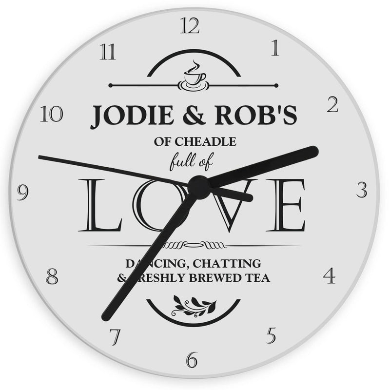 Personalised Memento Clocks & Watches Personalised Full of Love Glass Clock