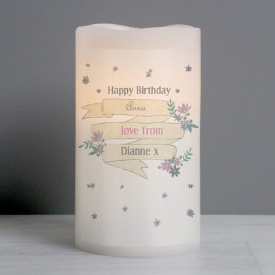 Personalised Memento LED Lights, Candles & Decorations Personalised Garden Bloom LED Candle