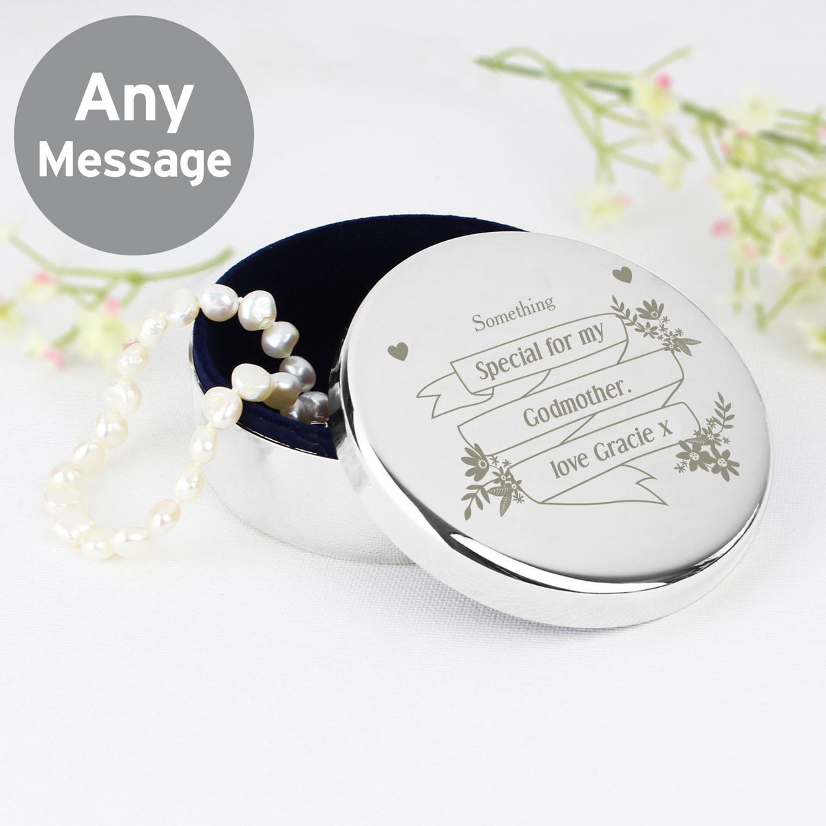 Personalised Memento Personalised Garden Bloom Round Trinket Box