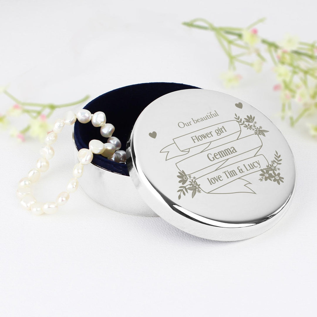 Personalised Memento Personalised Garden Bloom Round Trinket Box