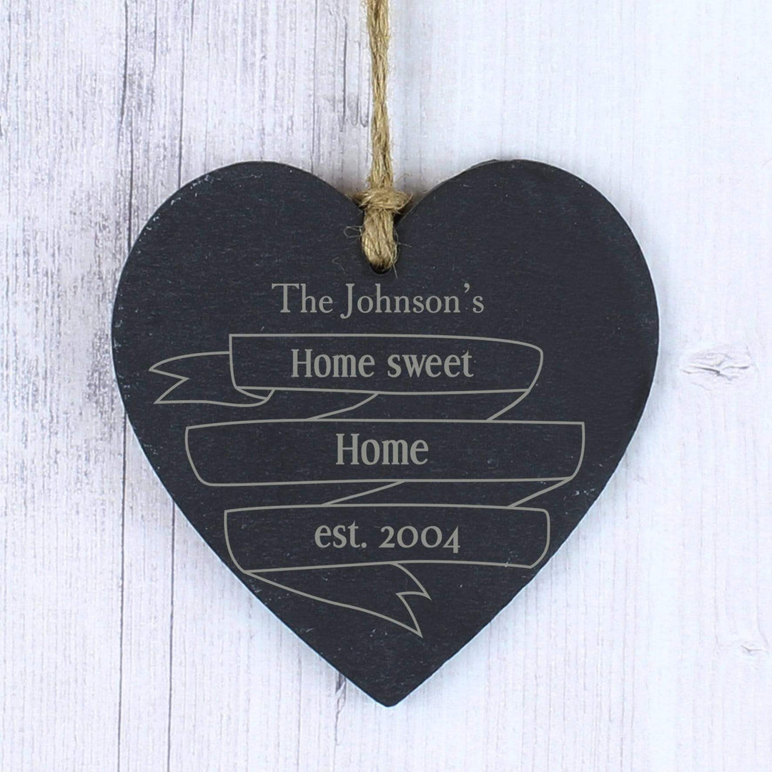 Personalised Memento Slate Personalised Garden Bloom Slate Heart Decoration