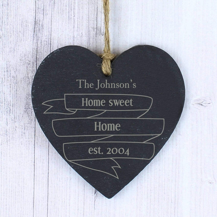Personalised Memento Slate Personalised Garden Bloom Slate Heart Decoration