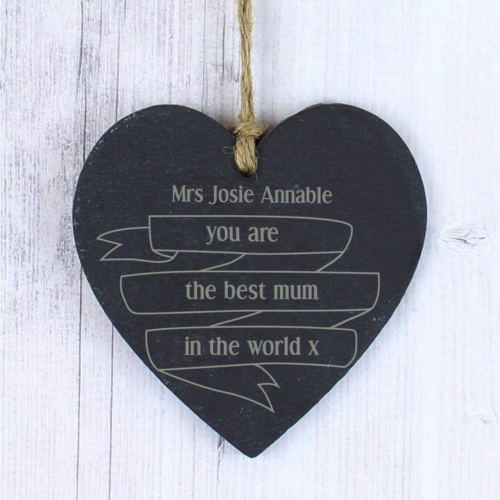 Personalised Memento Slate Personalised Garden Bloom Slate Heart Decoration