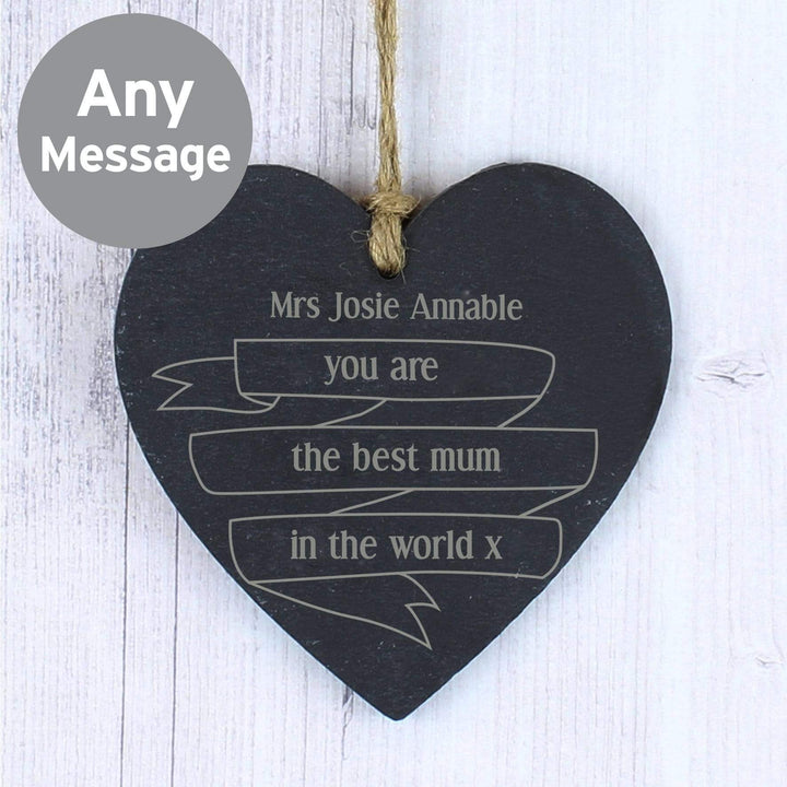 Personalised Memento Slate Personalised Garden Bloom Slate Heart Decoration