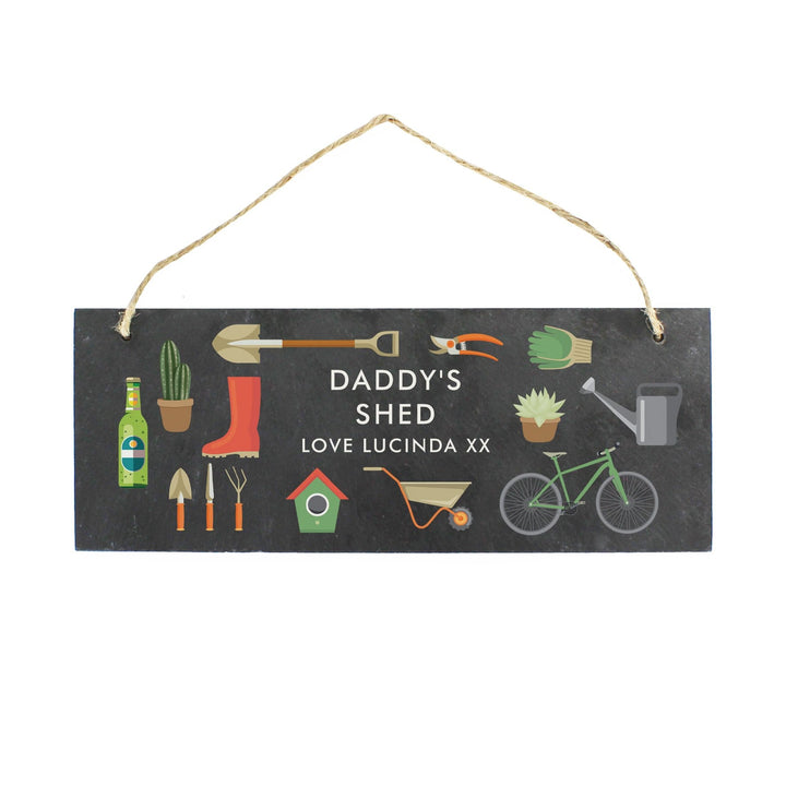 Personalised Memento Slate Personalised Garden Printed Hanging Slate Plaque
