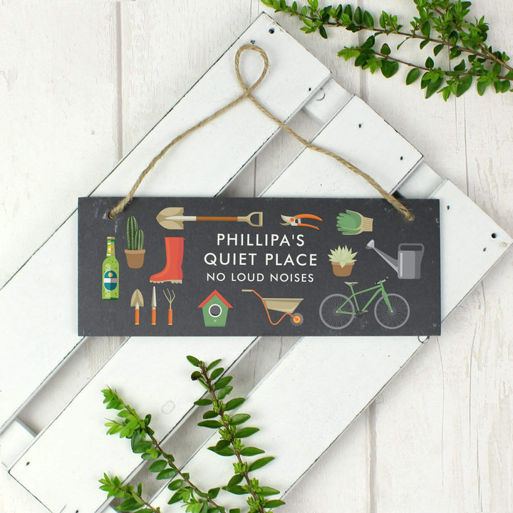 Personalised Memento Slate Personalised Garden Printed Hanging Slate Plaque