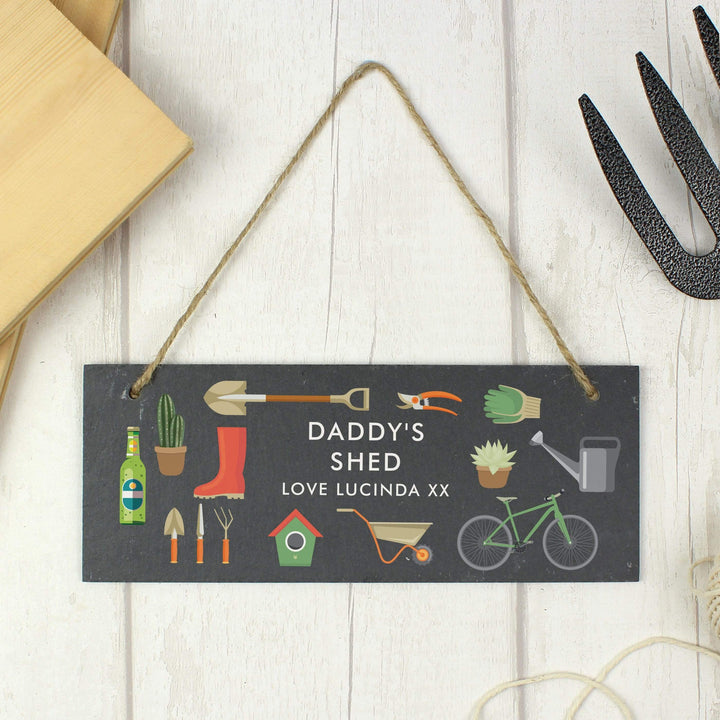 Personalised Memento Slate Personalised Garden Printed Hanging Slate Plaque