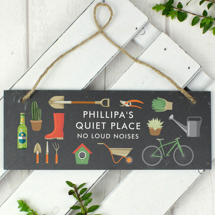 Personalised Memento Slate Personalised Garden Printed Hanging Slate Plaque