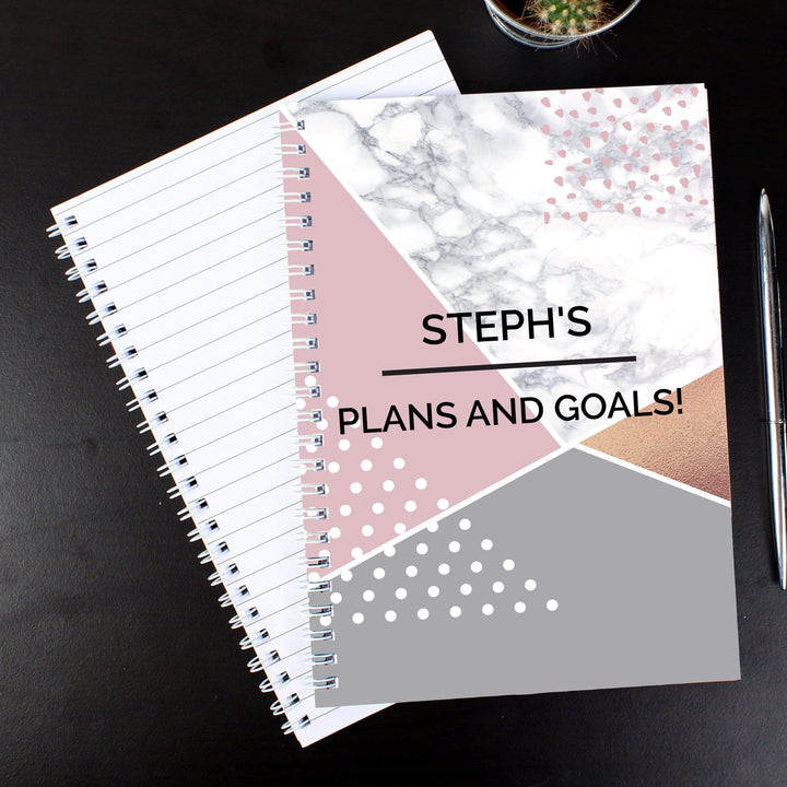 Personalised Memento Stationery &amp; Pens Personalised Geometric A5 Notebook