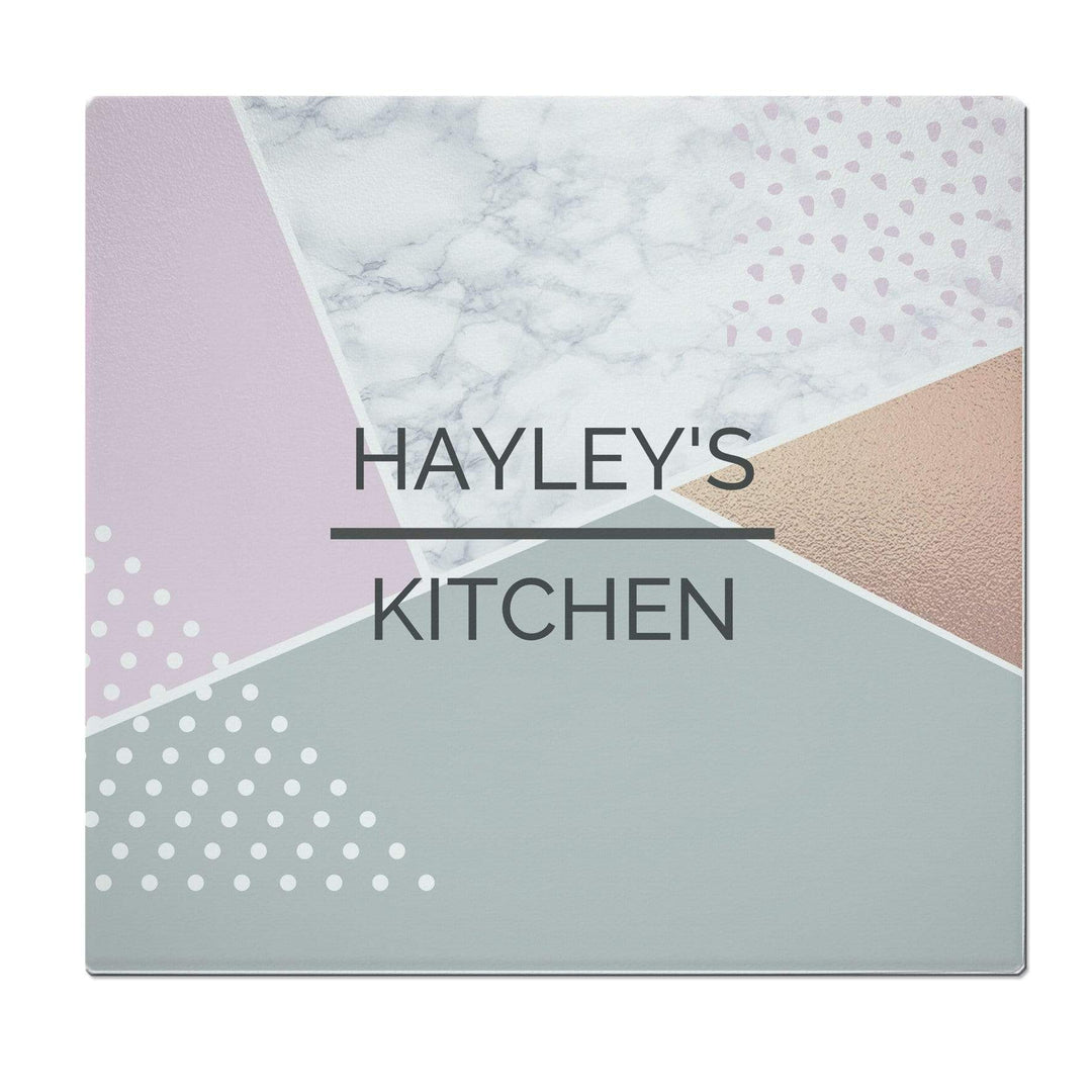 Personalised Memento Kitchen, Baking &amp; Dining Gifts Personalised Geometric Glass Chopping Board/Worktop Saver