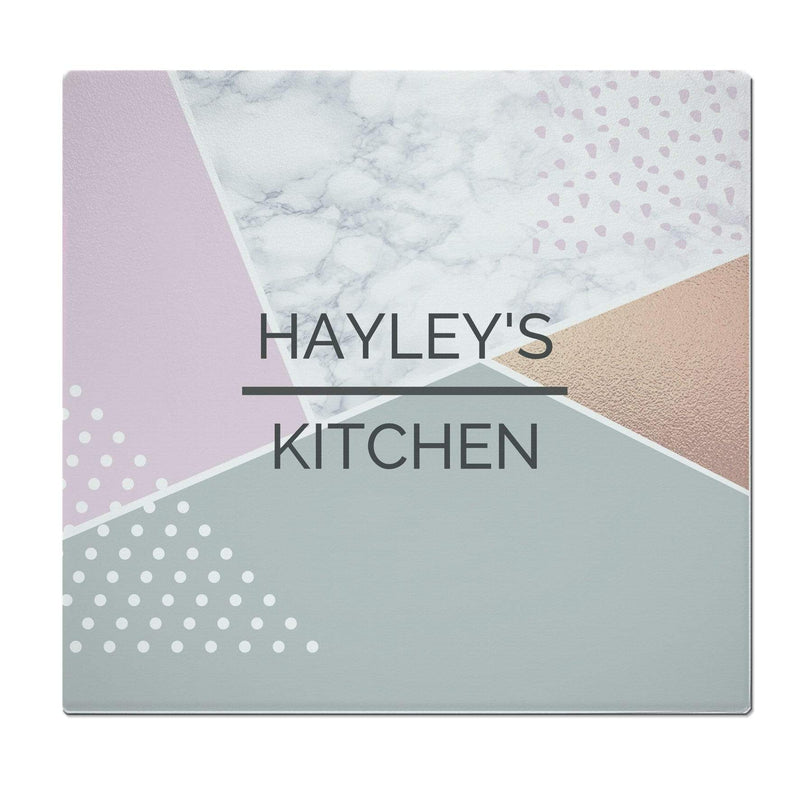 Personalised Memento Kitchen, Baking & Dining Gifts Personalised Geometric Glass Chopping Board/Worktop Saver