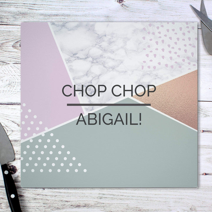 Personalised Memento Kitchen, Baking &amp; Dining Gifts Personalised Geometric Glass Chopping Board/Worktop Saver