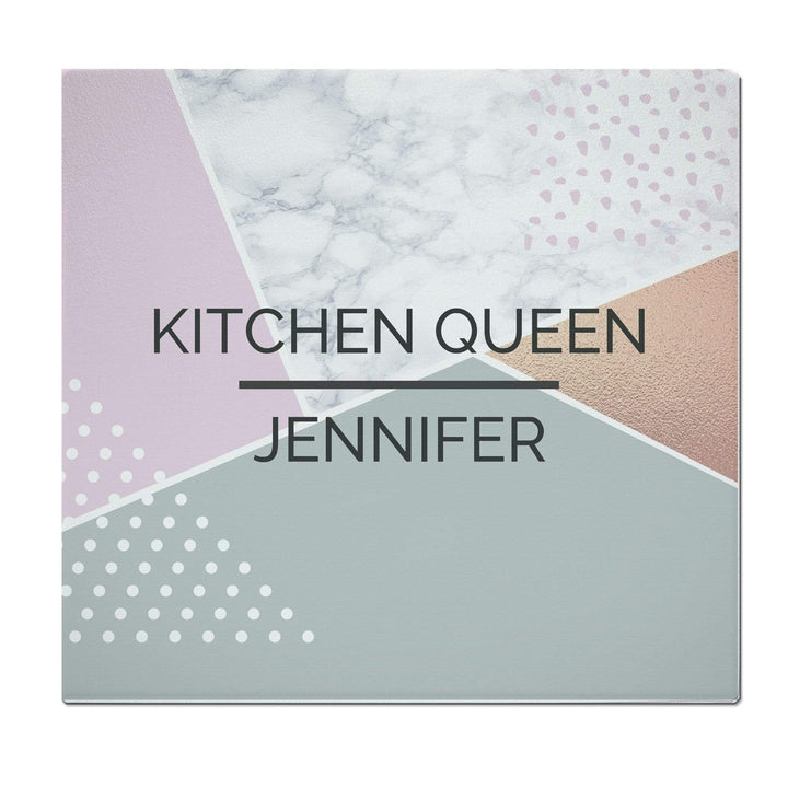 Personalised Memento Kitchen, Baking &amp; Dining Gifts Personalised Geometric Glass Chopping Board/Worktop Saver