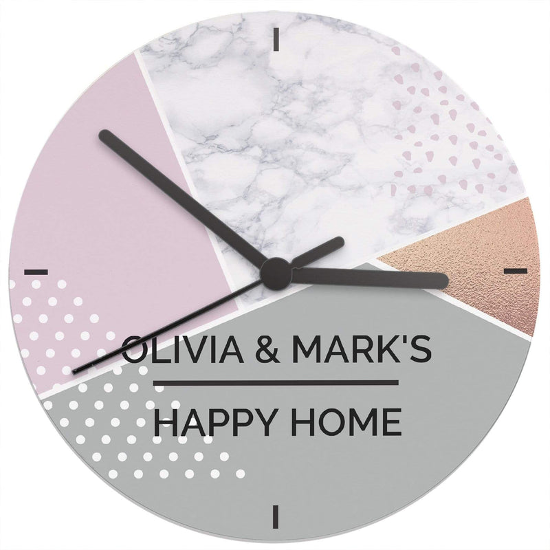 Personalised Memento Clocks & Watches Personalised Geometric Glass Clock