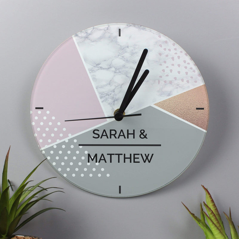 Personalised Memento Clocks & Watches Personalised Geometric Glass Clock