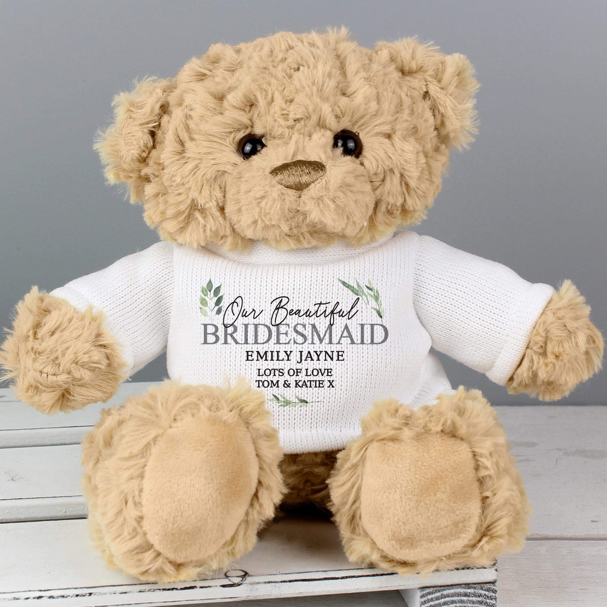 Personalised Memento Personalised Geometric Leaf Teddy Bear