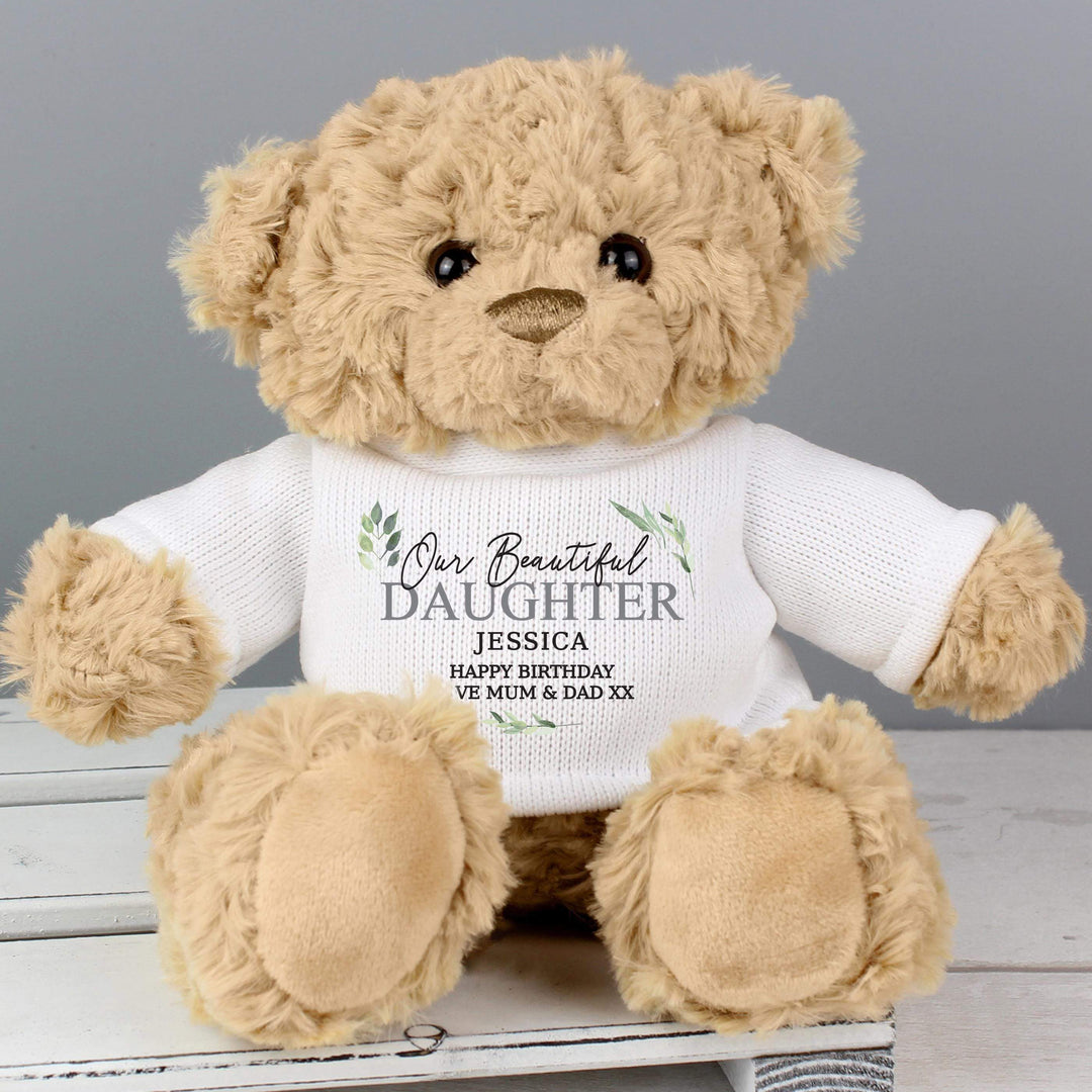 Personalised Memento Personalised Geometric Leaf Teddy Bear