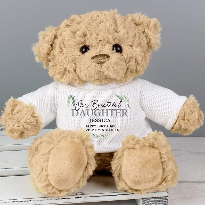 Personalised Memento Personalised Geometric Leaf Teddy Bear