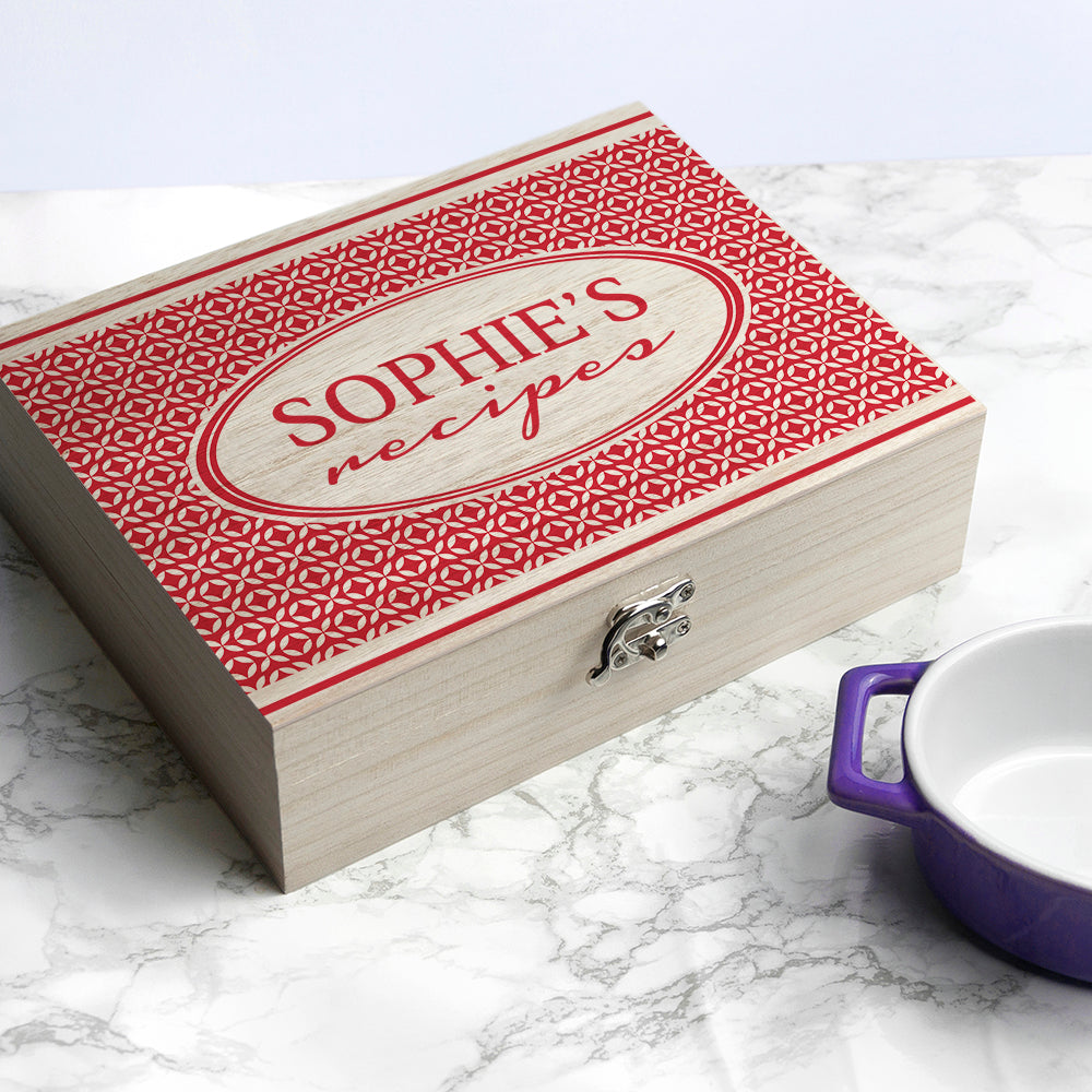 Personalised Retro Geometirc Recipe Box