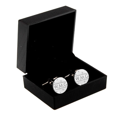 Personalised Memento Jewellery Personalised Geometric Round Cufflinks