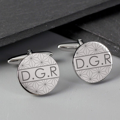 Personalised Memento Jewellery Personalised Geometric Round Cufflinks