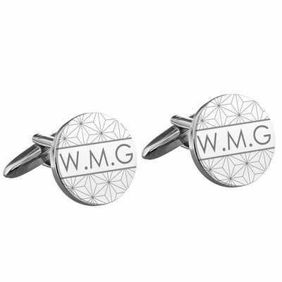 Personalised Memento Jewellery Personalised Geometric Round Cufflinks