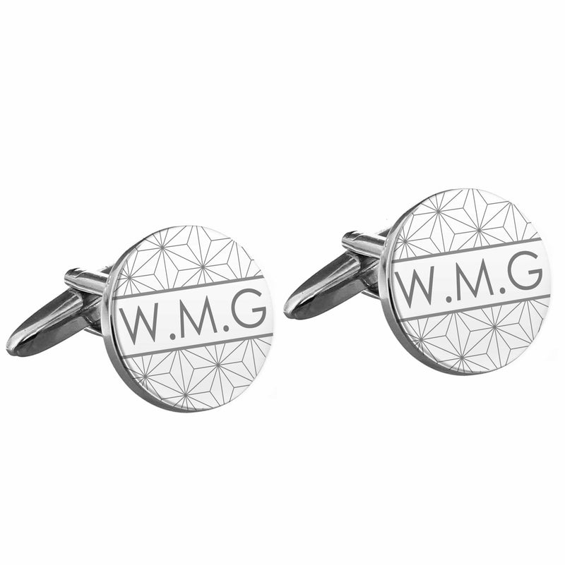 Personalised Memento Jewellery Personalised Geometric Round Cufflinks