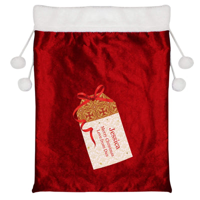 Personalised Memento Christmas Decorations Personalised Gift Tag Luxury Pom Pom Red Sack