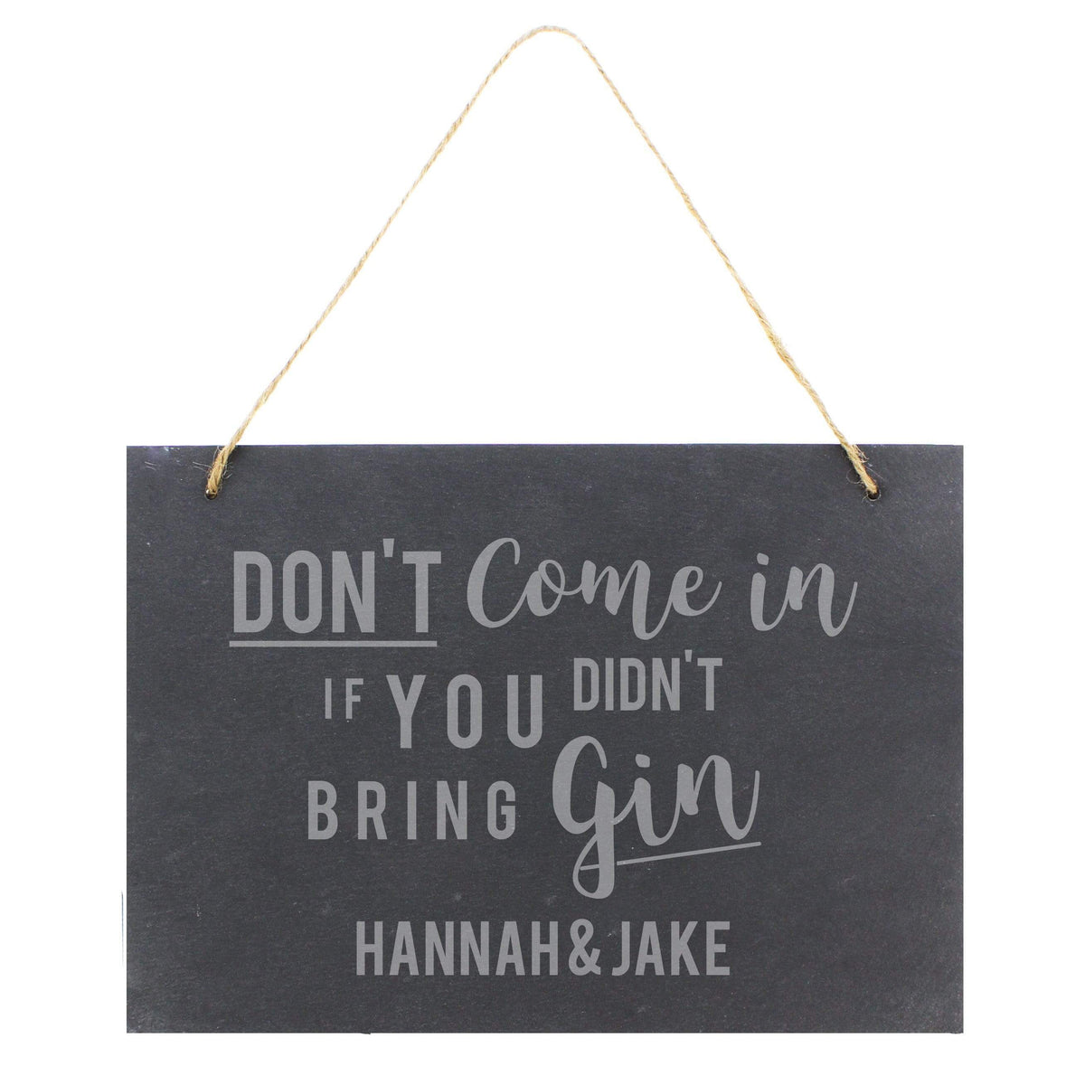 Personalised Memento Hanging Decorations & Signs Personalised Gin Large Hanging Slate Sign