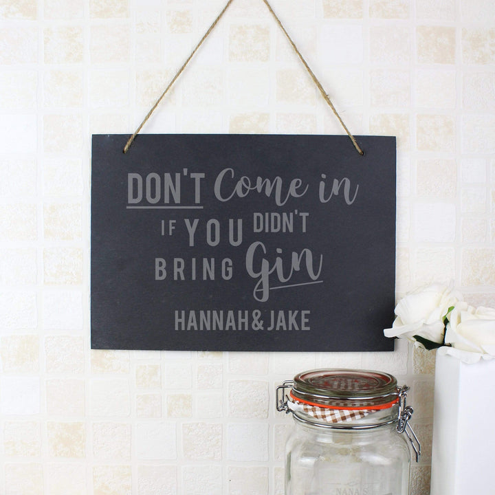 Personalised Memento Hanging Decorations &amp; Signs Personalised Gin Large Hanging Slate Sign