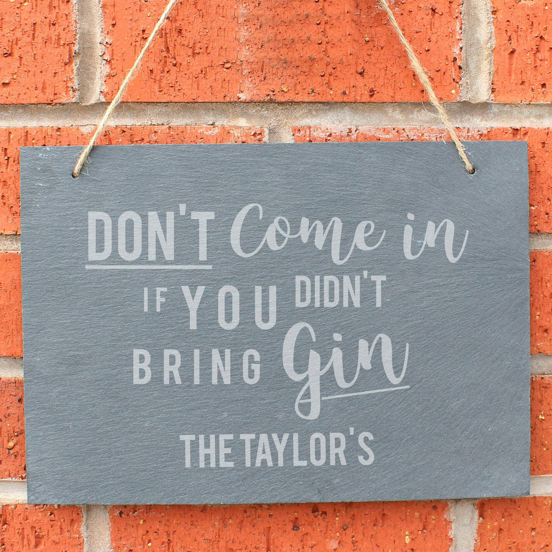 Personalised Memento Hanging Decorations &amp; Signs Personalised Gin Large Hanging Slate Sign