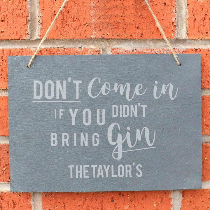 Personalised Memento Hanging Decorations &amp; Signs Personalised Gin Large Hanging Slate Sign