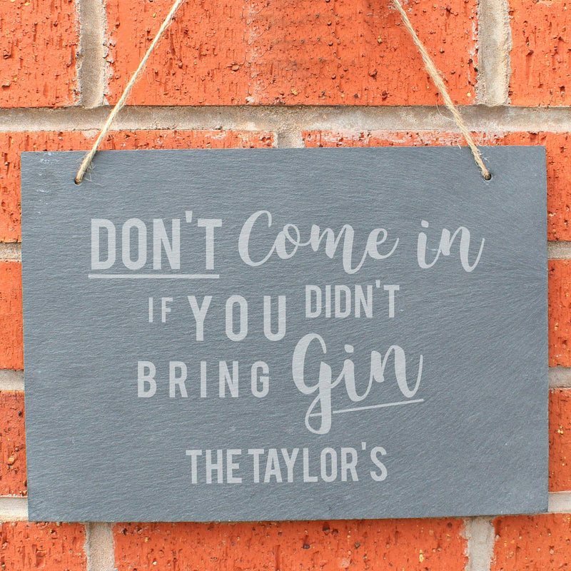 Personalised Memento Hanging Decorations & Signs Personalised Gin Large Hanging Slate Sign
