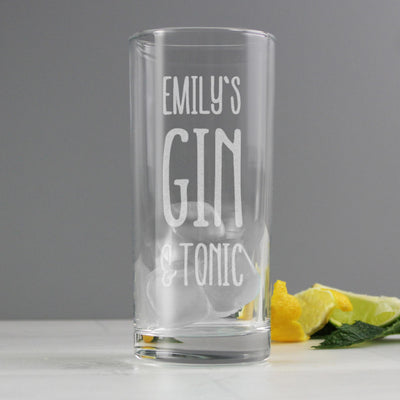 Personalised Memento Personalised Gin & Tonic Hi Ball Glass